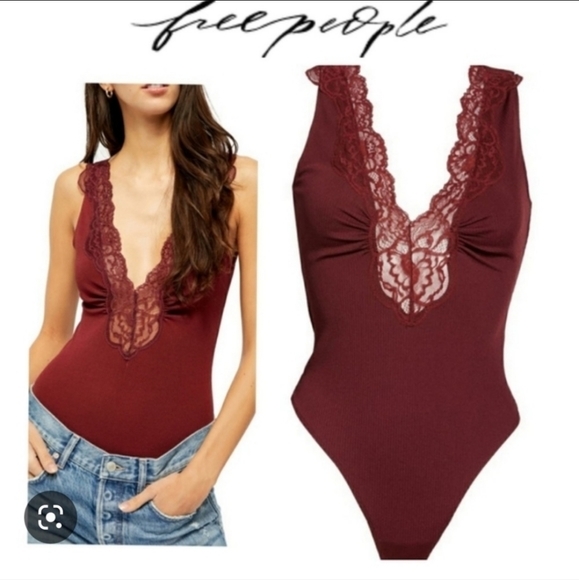 Free People First Call Stretch Jersey Lace‎  Bodysuit Size M Medium - Picture 1 of 10
